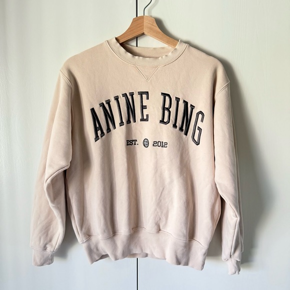Anine Bing Ramona University Sweatshirt Cream - Picture 1 of 7